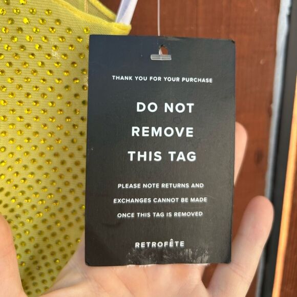 Retrofete Marsann yellow crystal rhinestone dress size small - Picture 11 of 13